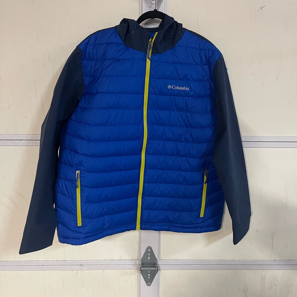 Columbia Mens Oyanta Trail Puffer Jacket XLarge Blue Yellow Thermal Coil